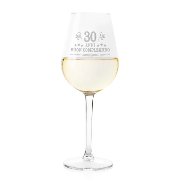Calice Vino 50 cl 30 anni Buon Compleanno con incisione  - tumbler  - Idea regalo