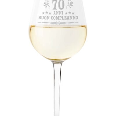 Calice Vino 50 cl 70 anni Buon Compleanno con incisione - tumbler  Idea regalo