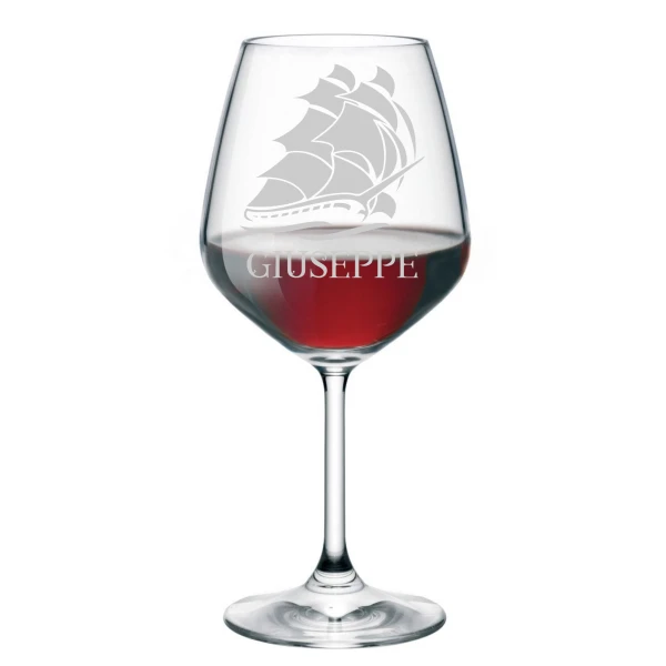 Calice Vino 50 cl PERSONALIZZABILE con nome Incisione Veliero  - Idea regalo - immagine 2