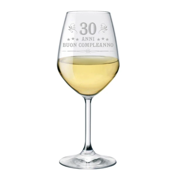 Calice Vino 50 cl 30 anni Buon Compleanno con incisione  - tumbler  - Idea regalo - immagine 3