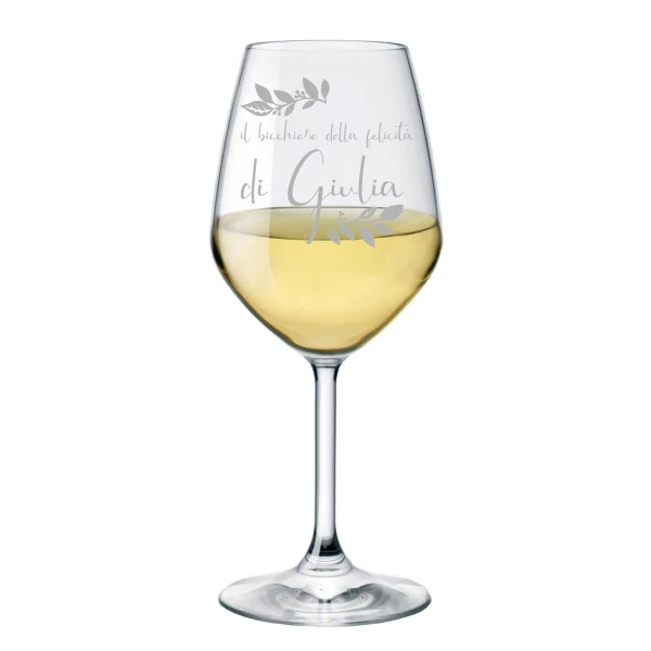 Calice Vino 50 cl PERSONALIZZABILE con nome Incisione bicchiere della felicità  - Idea regalo - immagine 3