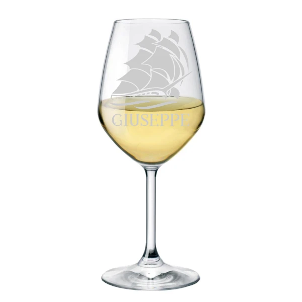 Calice Vino 50 cl PERSONALIZZABILE con nome Incisione Veliero  - Idea regalo - immagine 3