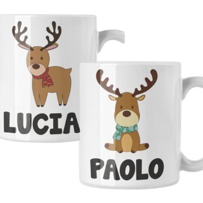 Coppia di tazze Natale Natalizia PERSONALIZZABILE con nome Renne Baby Christmas Mug 11 Oz Idea Regalo