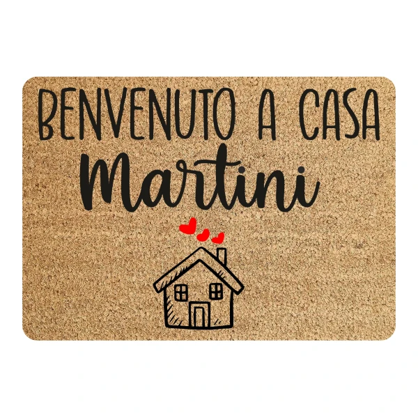 Tappeto Zerbino personalizzato con nome Famiglia Benvenuto a Casa Ingresso Casa 68x48 cm