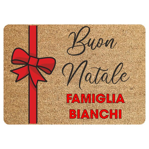 Tappeto Zerbino Natale personalizzato con nome Famiglia Natalizio Ingresso Casa Regalo Natale 60x40 cm