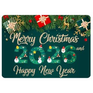 Tappeto Zerbino Natale personalizzato con nome Famiglia Merry Christmas and Happy New Year 2026 Ingresso Casa Regalo Natale 60x40 cm