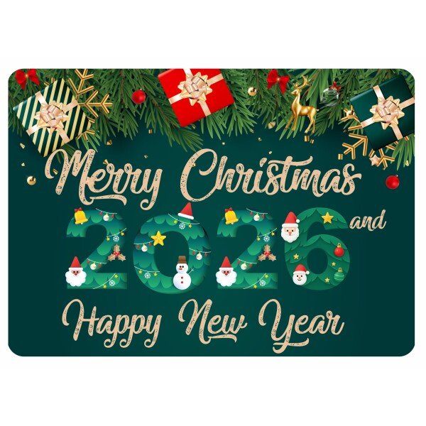 Tappeto Zerbino Natale personalizzato con nome Famiglia Merry Christmas and Happy New Year 2026 Ingresso Casa Regalo Natale 60x40 cm