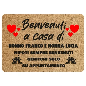 Tappeto Zerbino personalizzato con nome Nonni Nipoti sempre benvenuti Ingresso Casa 68x48 cm