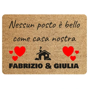 Tappeto Zerbino personalizzato con nome Famiglia Nessun posto è bello come casa nostra Ingresso Casa 68x48 cm