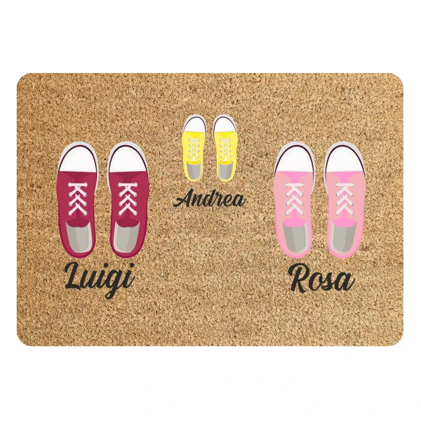 Tappeto Zerbino personalizzato con nome Famiglia figlio Scarpe Ingresso Casa 68x48 cm