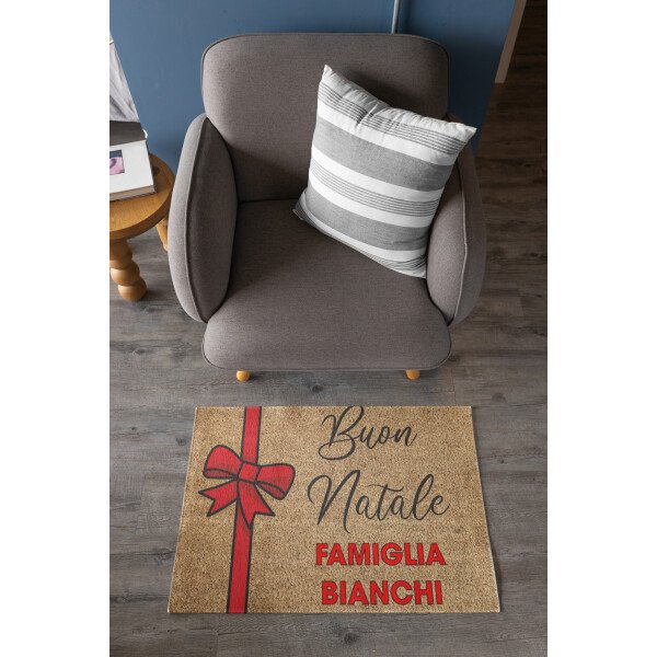 Tappeto Zerbino Natale personalizzato con nome Famiglia Natalizio Ingresso Casa Regalo Natale 60x40 cm - immagine 2