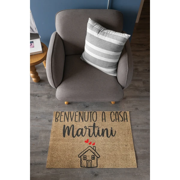 Tappeto Zerbino personalizzato con nome Famiglia Benvenuto a Casa Ingresso Casa 68x48 cm - immagine 2