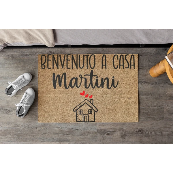 Tappeto Zerbino personalizzato con nome Famiglia Benvenuto a Casa Ingresso Casa 68x48 cm - immagine 3