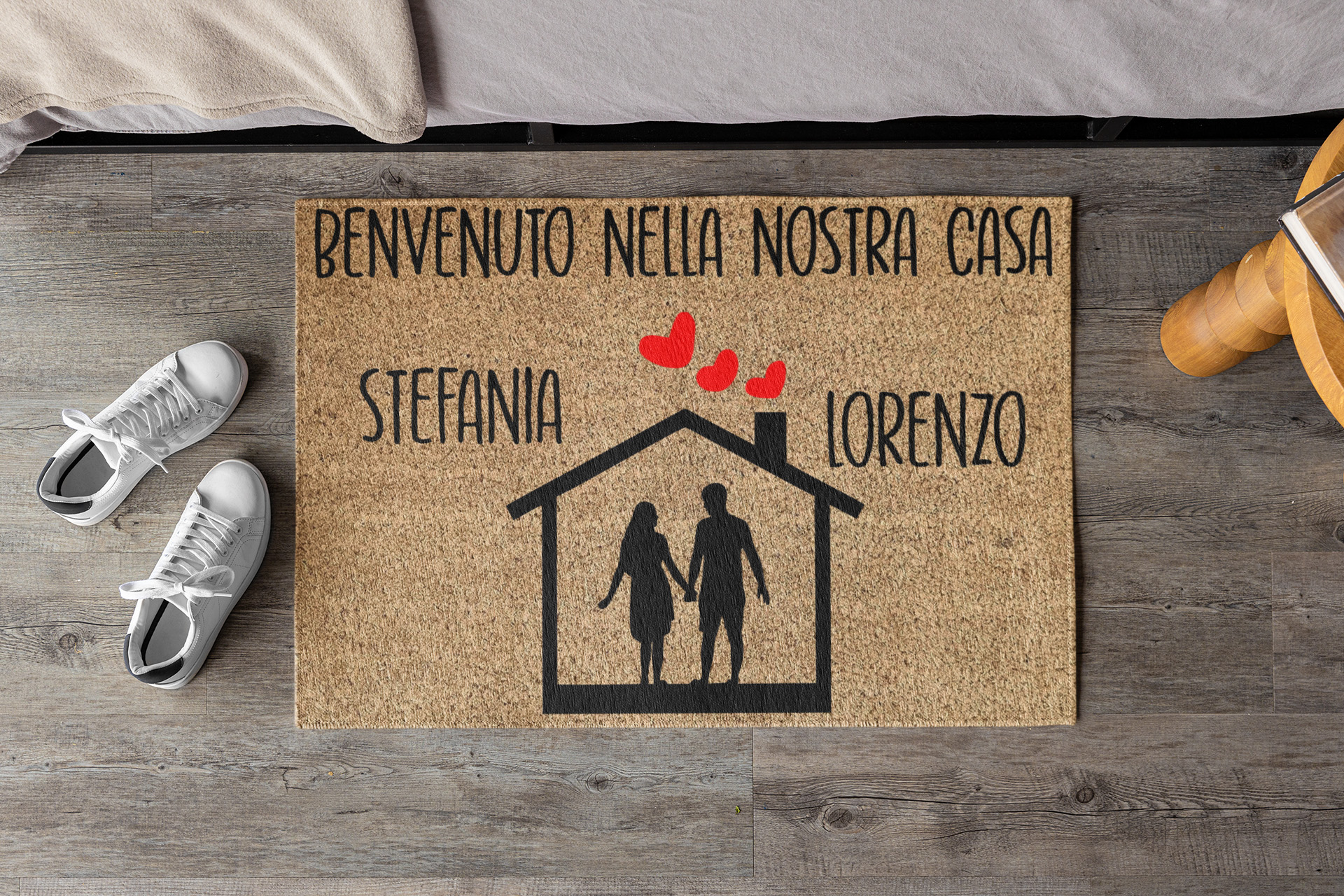 Tappeto Zerbino personalizzato con nome Famiglia Benvenuto nella nostra  Casa Ingresso Casa 68x48 cm - ColorFamily