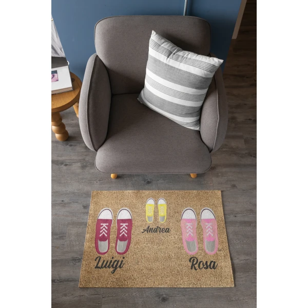 Tappeto Zerbino personalizzato con nome Famiglia figlio Scarpe Ingresso Casa 68x48 cm - immagine 2