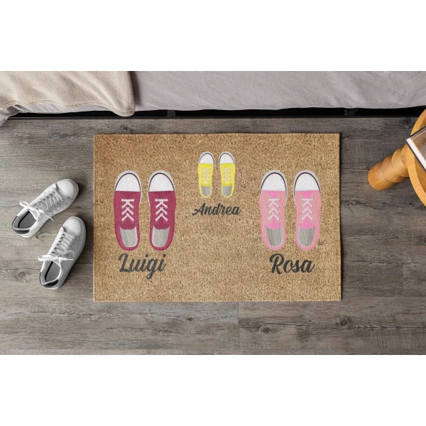 Tappeto Zerbino personalizzato con nome Famiglia figlio Scarpe Ingresso Casa 68x48 cm - immagine 3