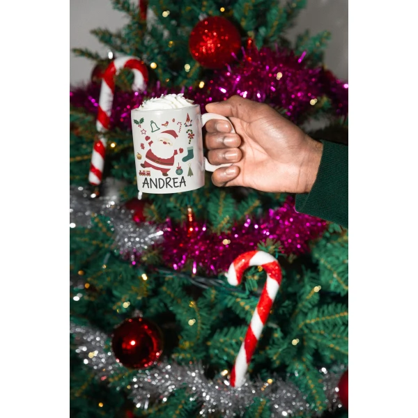Tazza Natale PERSONALIZZABILE Babbo Natale Personalizza con nome Merry Christmas Regalo Natale - immagine 3