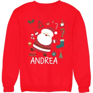 Felpa Girocollo Natale Natalizia PERSONALIZZABILE CON NOME Babbo Natale Christmas divertente Idea regalo Unisex