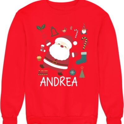 Felpa di Natale unisex a girocollo personalizzabile con nome Babbo Natale