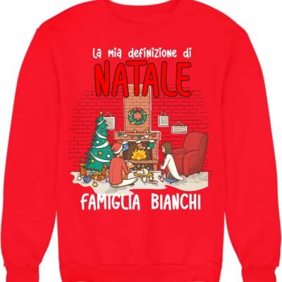 Felpa di Natale unisex a girocollo personalizzabile con nome La mia definizione di Natale è in famiglia