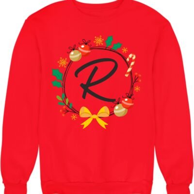 Felpa Girocollo Natale Natalizia PERSONALIZZABILE CON INIZIALE Christmas divertente Idea regalo Unisex
