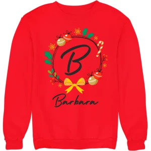 Felpa Girocollo Natale Natalizia PERSONALIZZABILE CON INIZIALE E NOME Christmas divertente Idea regalo Unisex