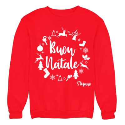 Felpa di Natale unisex a girocollo personalizzabile con nome Merry Christmas fantasia natalizia