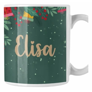 Tazza Natale PERSONALIZZABILE CON NOME Albero Natale Fantasia Verde Idea Regalo Natalizia Christmas
