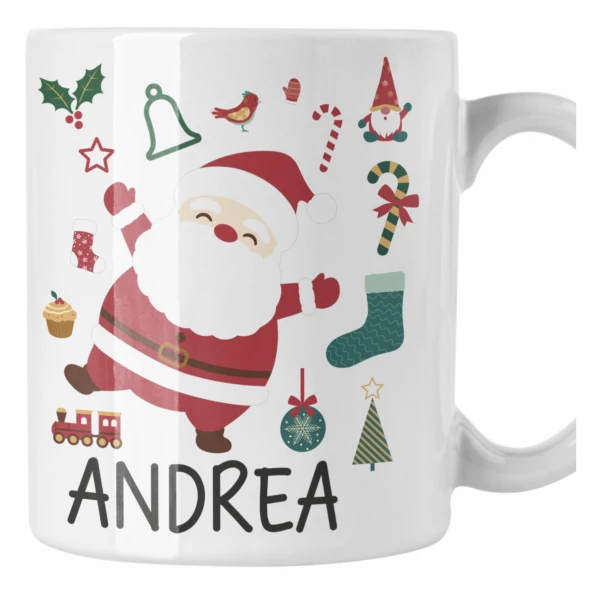 Tazza Natale PERSONALIZZABILE Babbo Natale Personalizza con nome Merry Christmas Regalo Natale