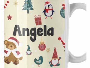 Tazza Natale PERSONALIZZABILE Fantasia Natalizia Babbo Natale Orsetto Pan di Zenzero Personalizza con nome Merry Christmas Regalo Natale