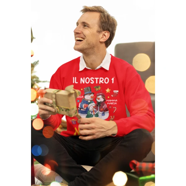 Felpa Girocollo Natale Natalizia PERSONALIZZABILE CON NOME Il nostro 1° Natale in Famiglia Christmas divertente Idea regalo Unisex - immagine 5