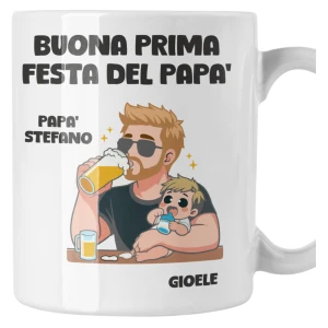 Tazza Papà PERSONALIZZABILE CON NOME Buona Prima Festa del Papà Capelli Biondi divertente regalo Mug 11Oz
