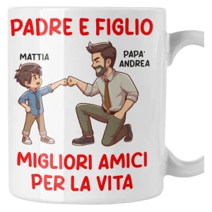 Tazza Papà PERSONALIZZABILE CON NOME Padre e Figlio Migliori Amici per la vita divertente regalo Festa del Papà Mug 11Oz