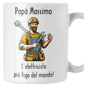 Tazza Papà PERSONALIZZABILE CON NOME L'elettricista più figo del mondo divertente regalo Festa del Papà Mug 11Oz