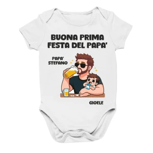 Body Papà Neonato PERSONALIZZABILE CON NOME Buona Prima Festa del Papà Capelli Castani divertente idea regalo Festa del Papà Regalo Dalla S alla XL