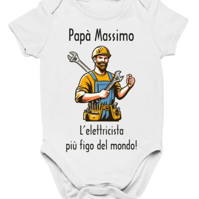Body neonato regalo per papà personalizzabile L'elettricista più figo del mondo con nome