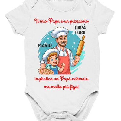 Body neonato regalo per papà pizzaiolo personalizzabile con nome