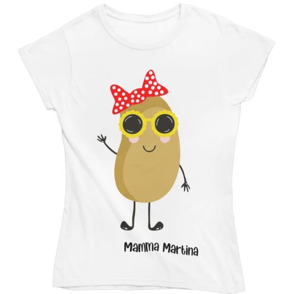 COLORFAMILY Coppia T-Shirt e Body PERSONALIZZABILE Mamma Figlio Figlia Donna Neonato Patatine Maglietta manica corta Taglie dalla S alla XL e da 0 a 24 mesi - immagine 3
