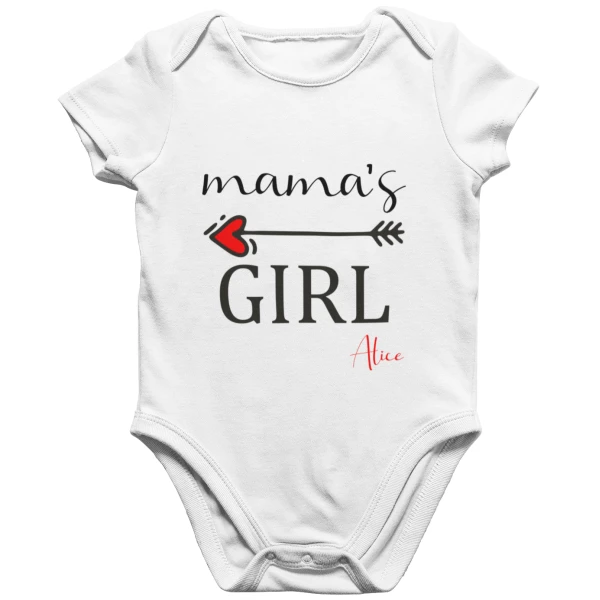 COLORFAMILY Coppia T-Shirt e Body PERSONALIZZABILE Mamma Figlia Donna Neonato Mama's Girl Festa della Mamma Maglietta manica corta Taglie dalla S alla XL e da 0 a 24 mesi - immagine 4