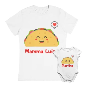 Coppia T-Shirt Body Maglietta PERSONALIZZABILE Mamma Donna Neonato Neonata Avocado Festa della Mamma manica corta Taglie dalla S alla XL e da 0 a 24 mesi