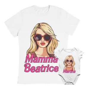Coppia T-Shirt Body Maglietta PERSONALIZZABILE Mamma Figlia Bionde Fashion Donna Neonato Neonata Loves Mom Festa della Mamma manica corta Taglie dalla S alla XL e da 0 a 24 mesi