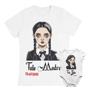 Coppia T-Shirt Body Maglietta PERSONALIZZABILE Mamma Figlia Stile Horror Donna Neonato Neonata Loves Mom Festa della Mamma manica corta Taglie dalla S alla XL e da 0 a 24 mesi