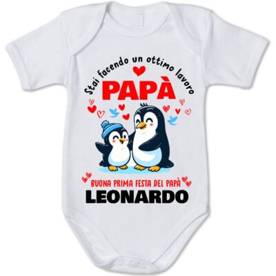 Body neonato regalo per papà personalizzabile con nome e dedica Stai facendo un ottimo lavoro, buona prima Festa del Papà