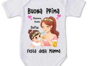 Body neonato PERSONALIZZABILE Buona Prima Festa della Mamma in cotone