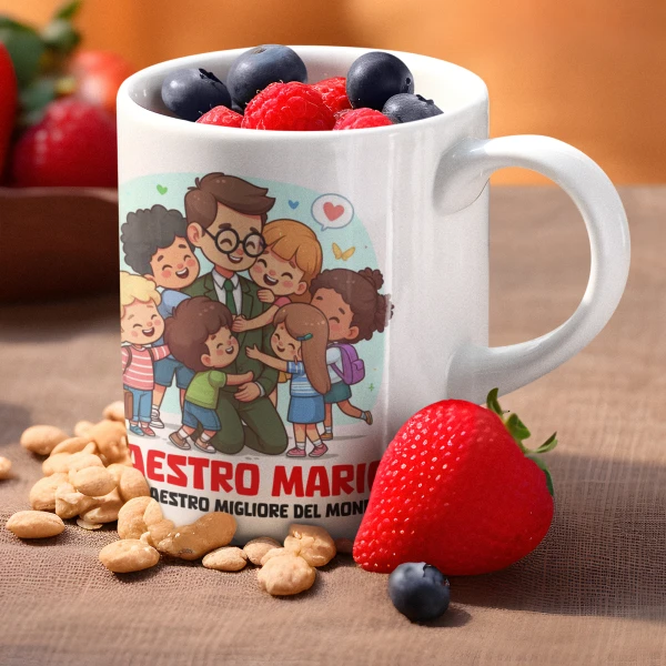 Tazza Maestro Personalizzabile con Nome - Sei il migliore del mondo - Idea Regalo Fine Anno Scolastico Mug 11 Oz - immagine 2