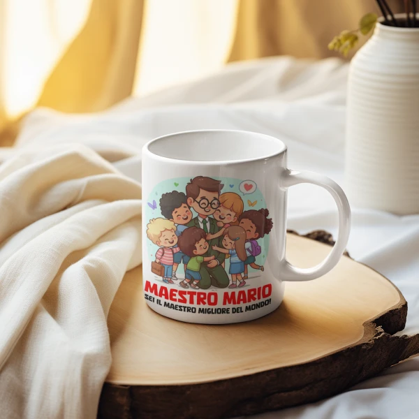 Tazza Maestro Personalizzabile con Nome - Sei il migliore del mondo - Idea Regalo Fine Anno Scolastico Mug 11 Oz - immagine 3