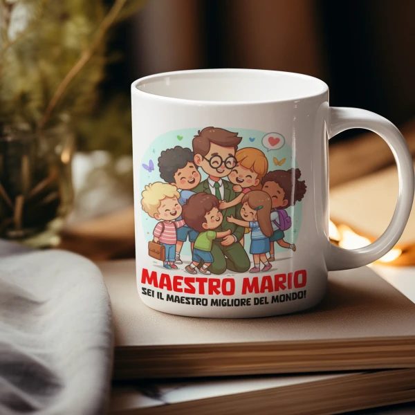 Tazza Maestro Personalizzabile con Nome - Sei il migliore del mondo - Idea Regalo Fine Anno Scolastico Mug 11 Oz - immagine 4