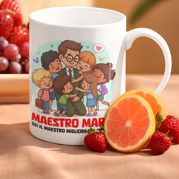 Tazza Maestro Personalizzabile con Nome - Sei il migliore del mondo - Idea Regalo Fine Anno Scolastico Mug 11 Oz - immagine 5