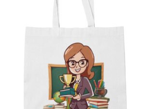 Shopping Bag Maestra Personalizzabile con Nome - La migliore del Mondo - Idea Regalo Fine Anno Scolastico in cotone