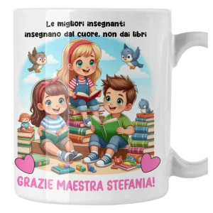 Tazza Maestra Personalizzabile con Nome - le migliori insegnanti insegnano dal cuore Grazie - Idea Regalo Fine Anno Scolastico Mug 11 Oz